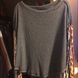 Free People Colorful Balloon-Sleeved Shirt